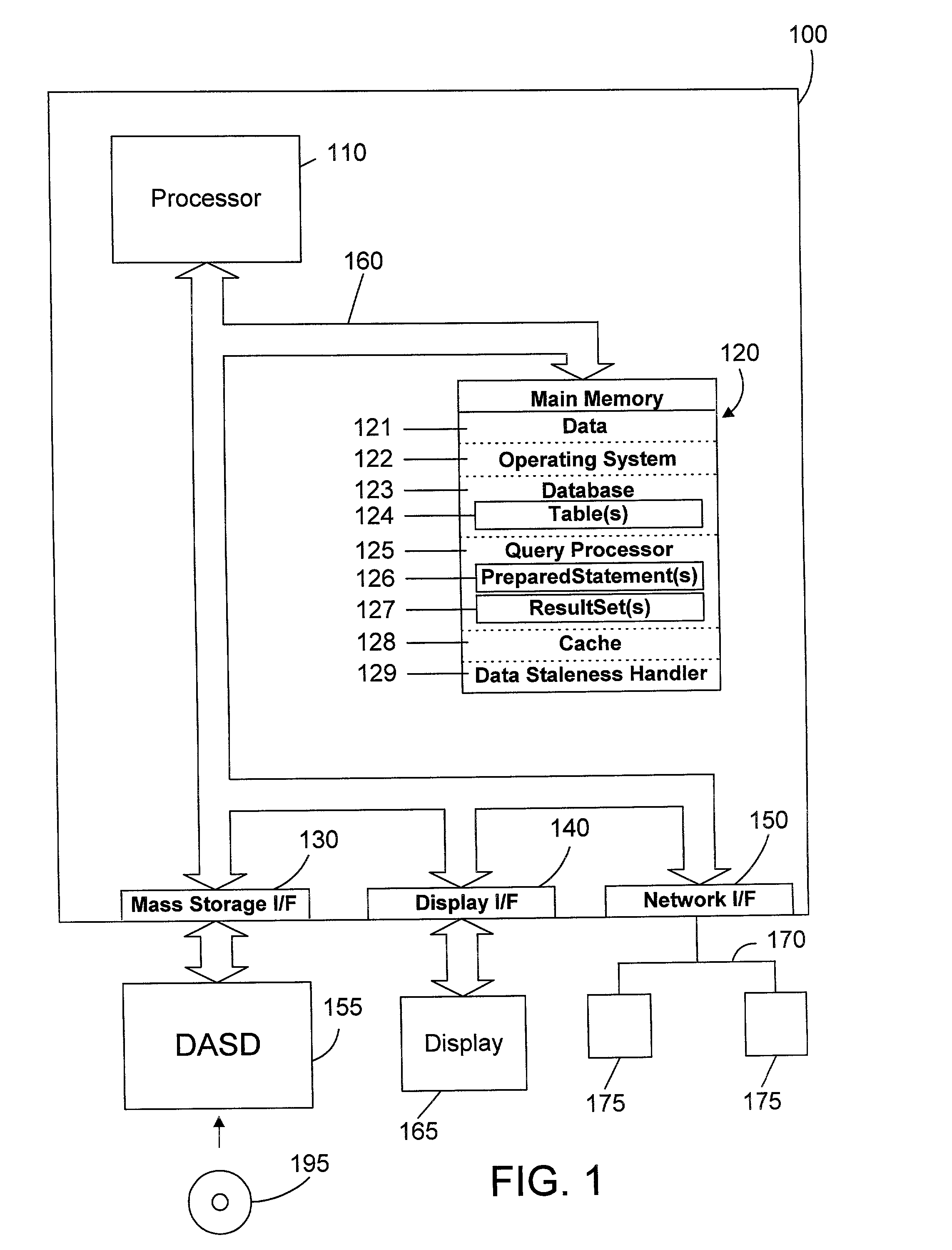 Computer apparatus and method for caching results of a database query