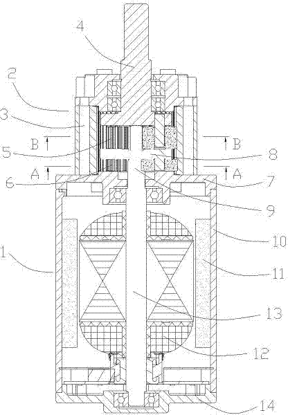 Vertical deceleration direct current permanent magnet motor