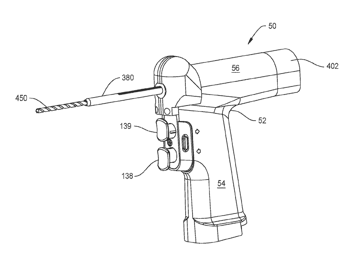 Powered Surgical Drill With Integral Depth Gauge That Includes A Probe That Slides Over The Drill Bit