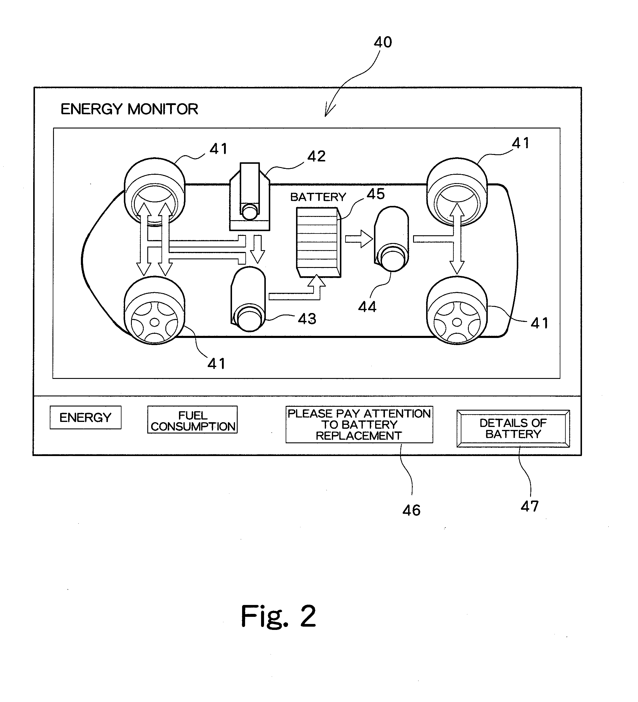 Hybrid vehicle battery information display device