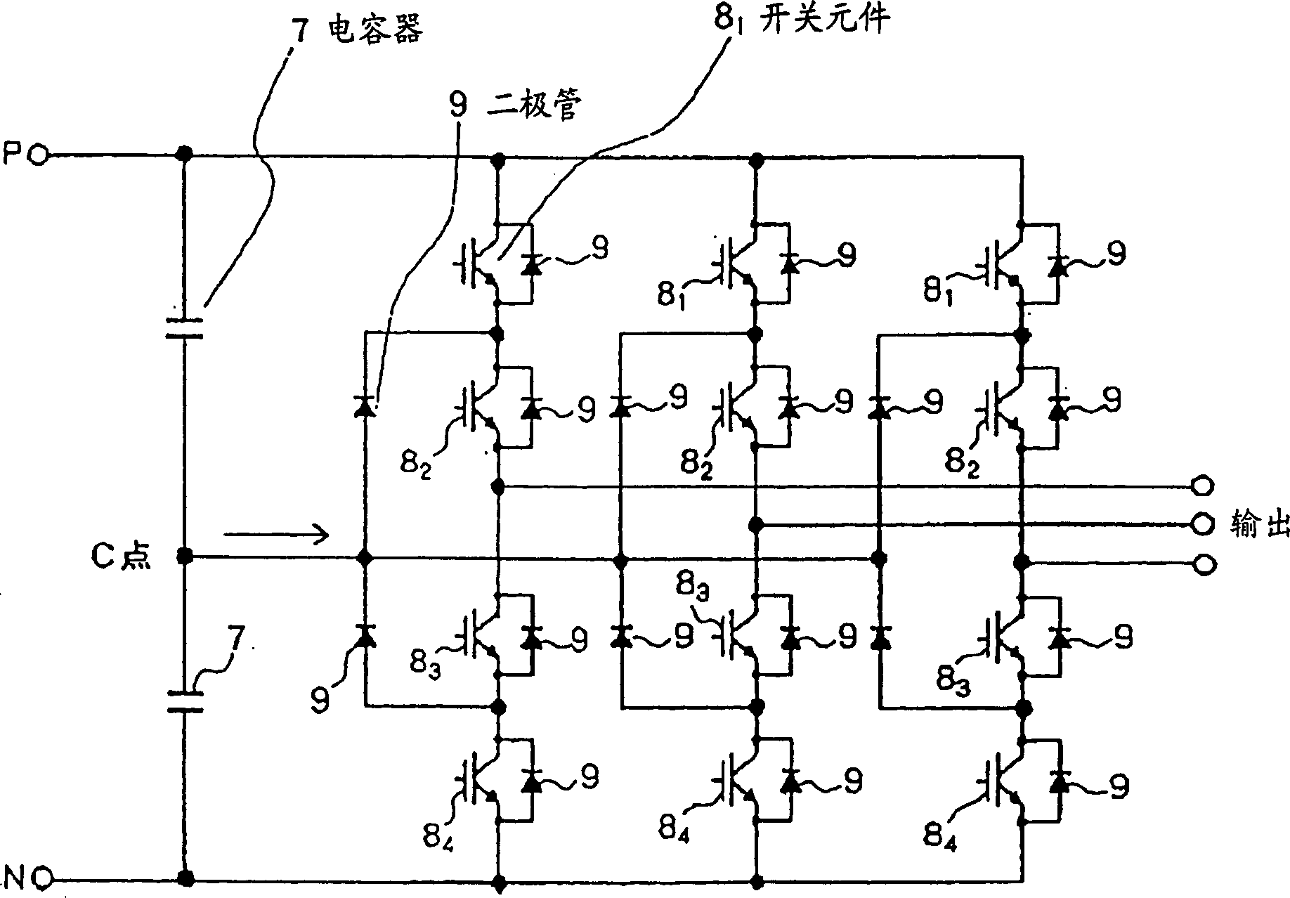 Three-level neutral point clamping PWM inverter and neutral point voltage controller