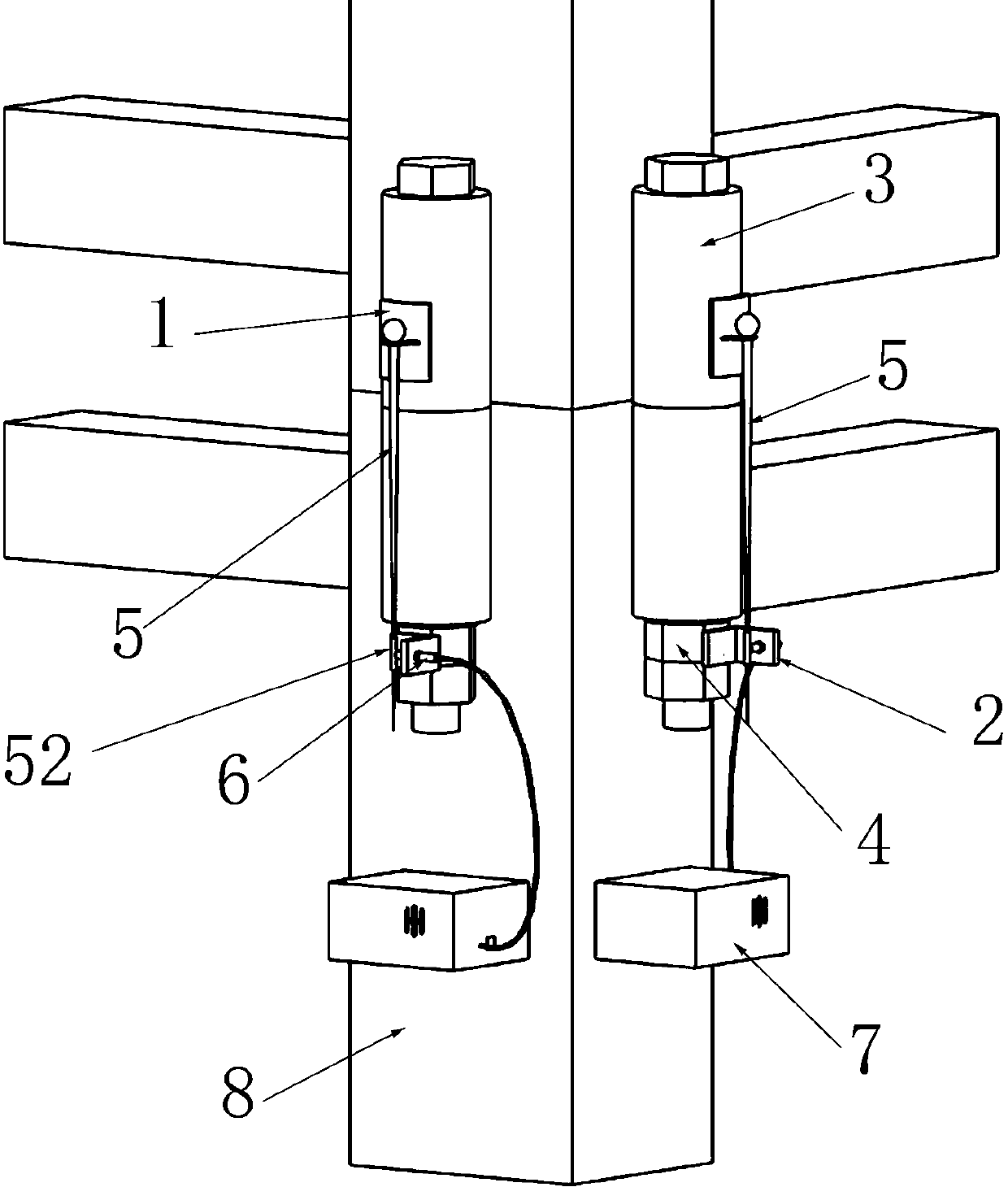 Device for monitoring looseness of tower body bolt of tower crane