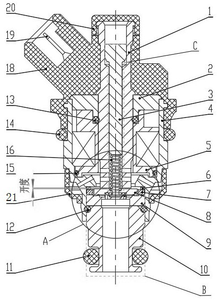 A small-flow miniature solenoid valve and its assembly and adjustment method