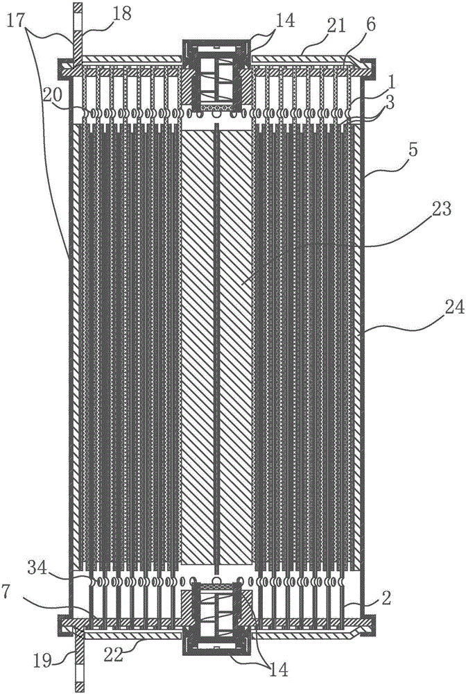 Continuous tab/netlike pole piece/dual-membrane safety valve coiled battery