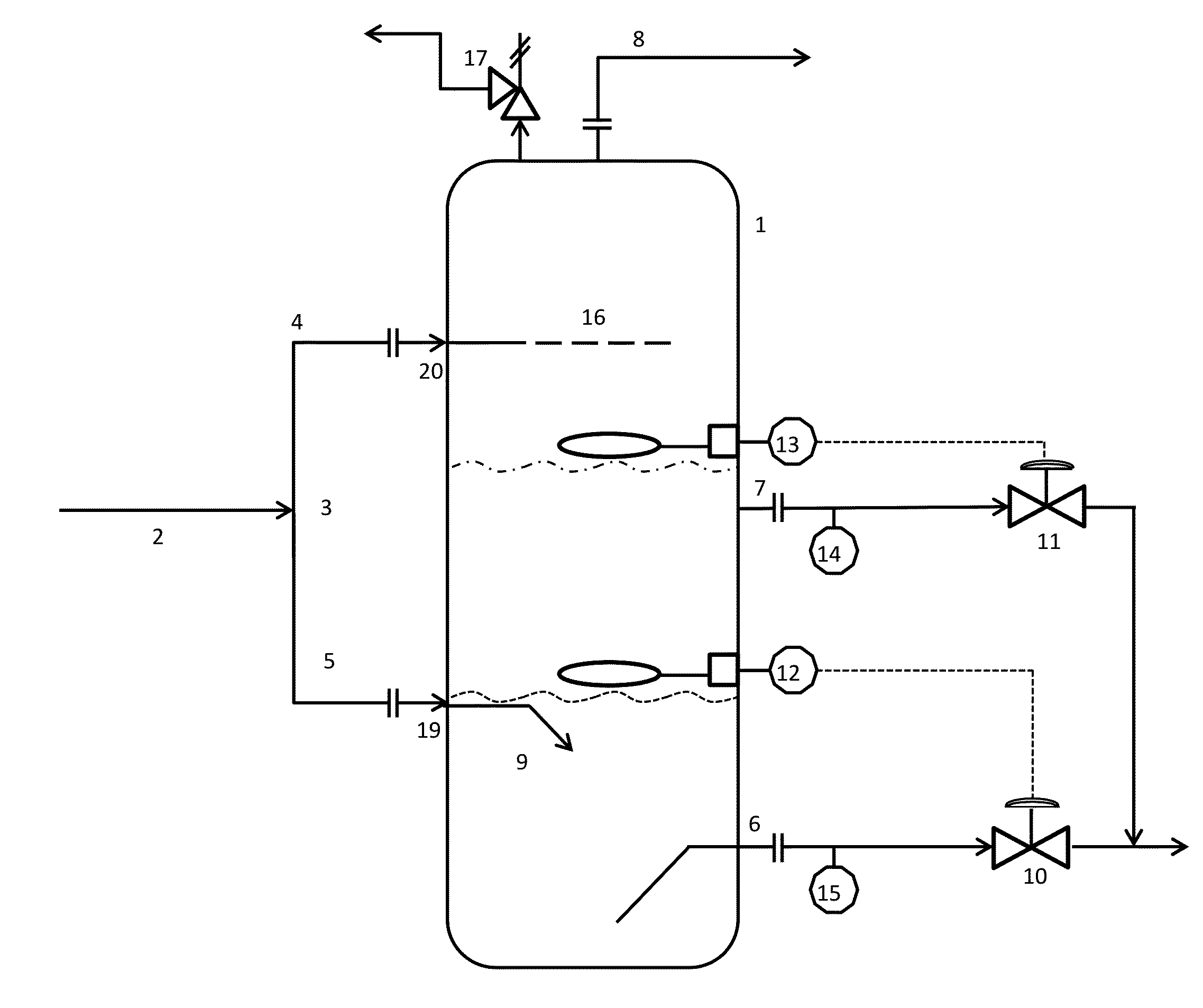 Separation device for three-phase fluid, method for making thereof, and method for separating a three-phase fluid