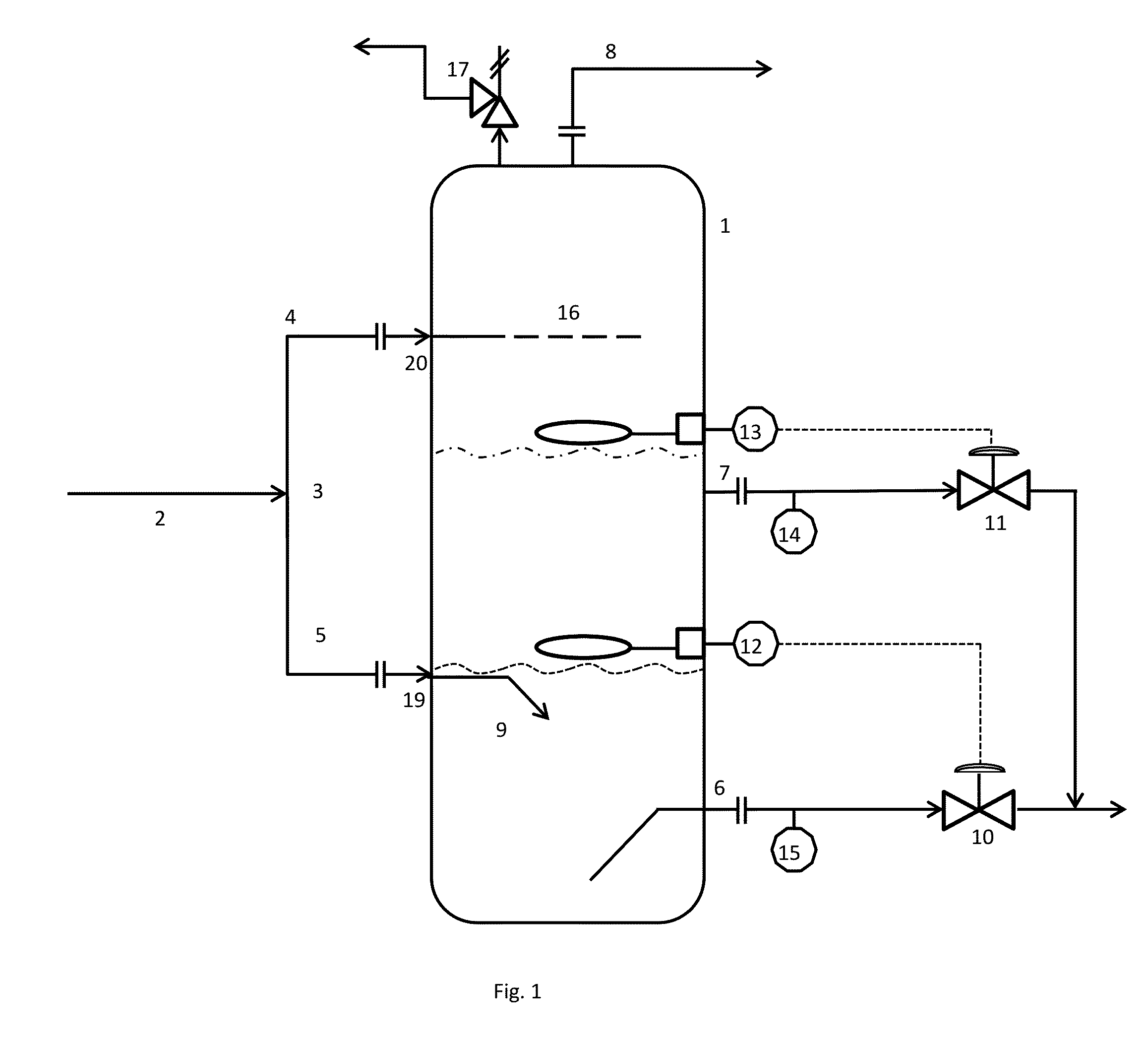 Separation device for three-phase fluid, method for making thereof, and method for separating a three-phase fluid