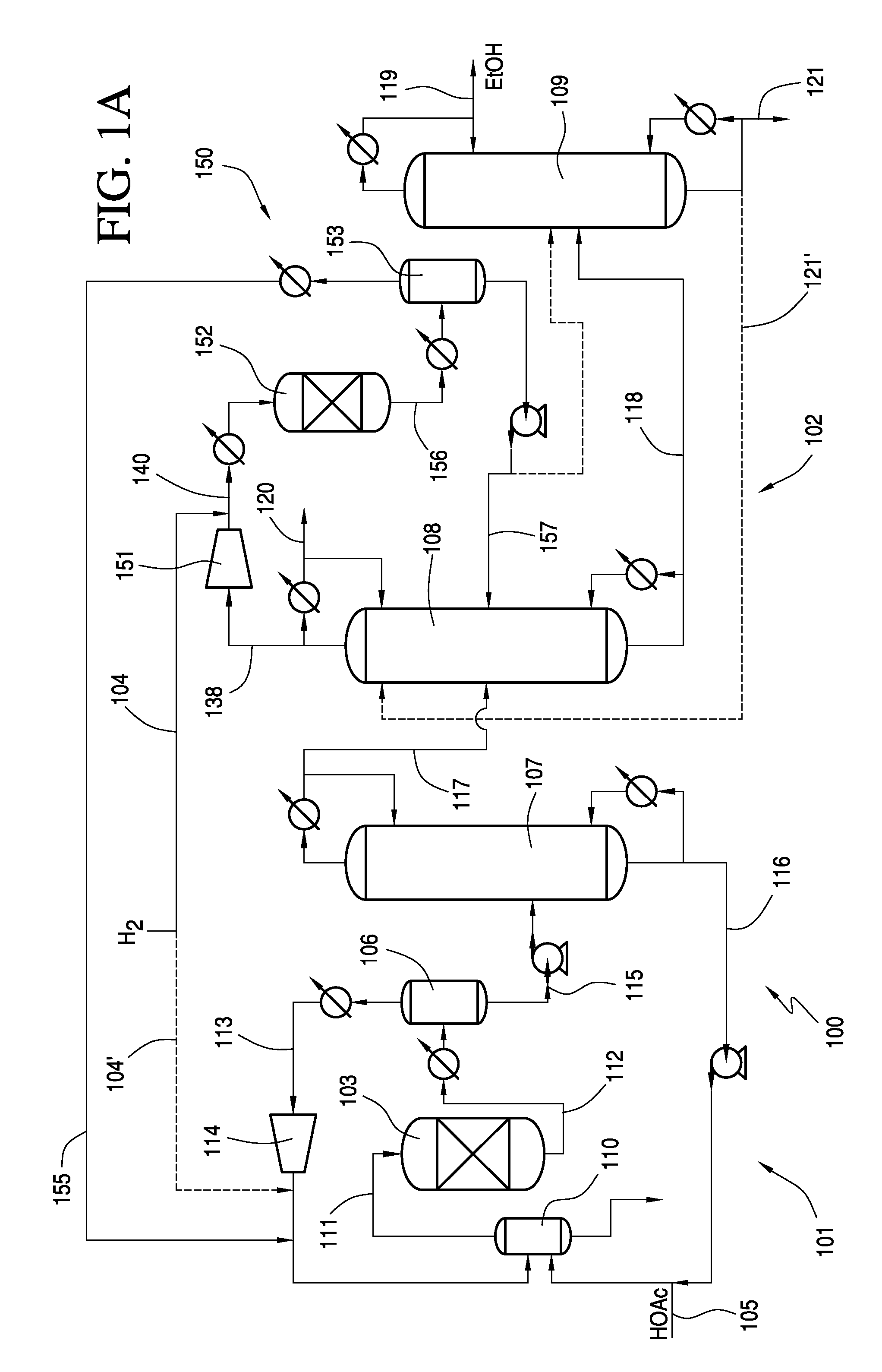 Hydrogenolysis of Ethyl Acetate in Alcohol Separation Processes