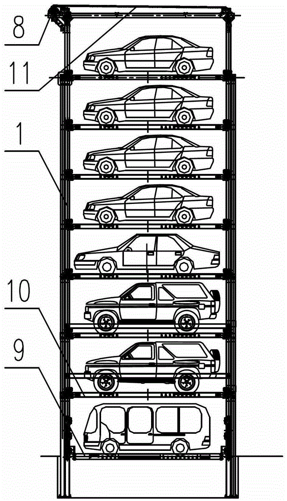 Replacing high-density vertical lifting parking equipment with comb crossing