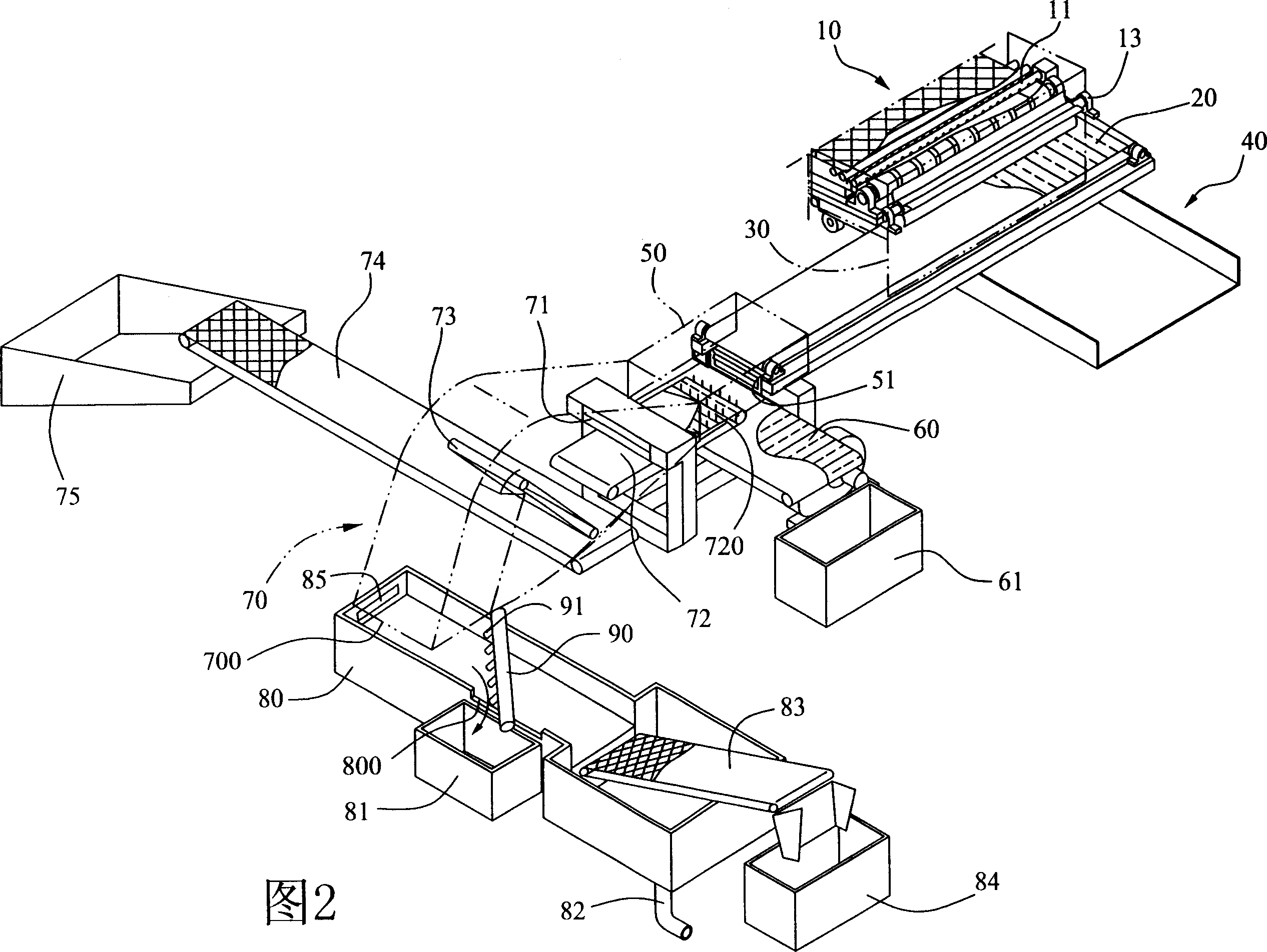 Method and device for separate collecting middle sized garbage