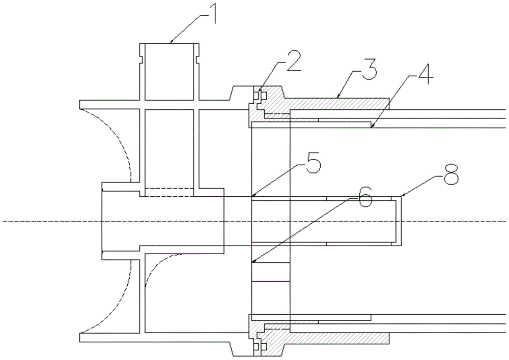 Single-head double-end water outlet structure for column-type hollow fiber membrane