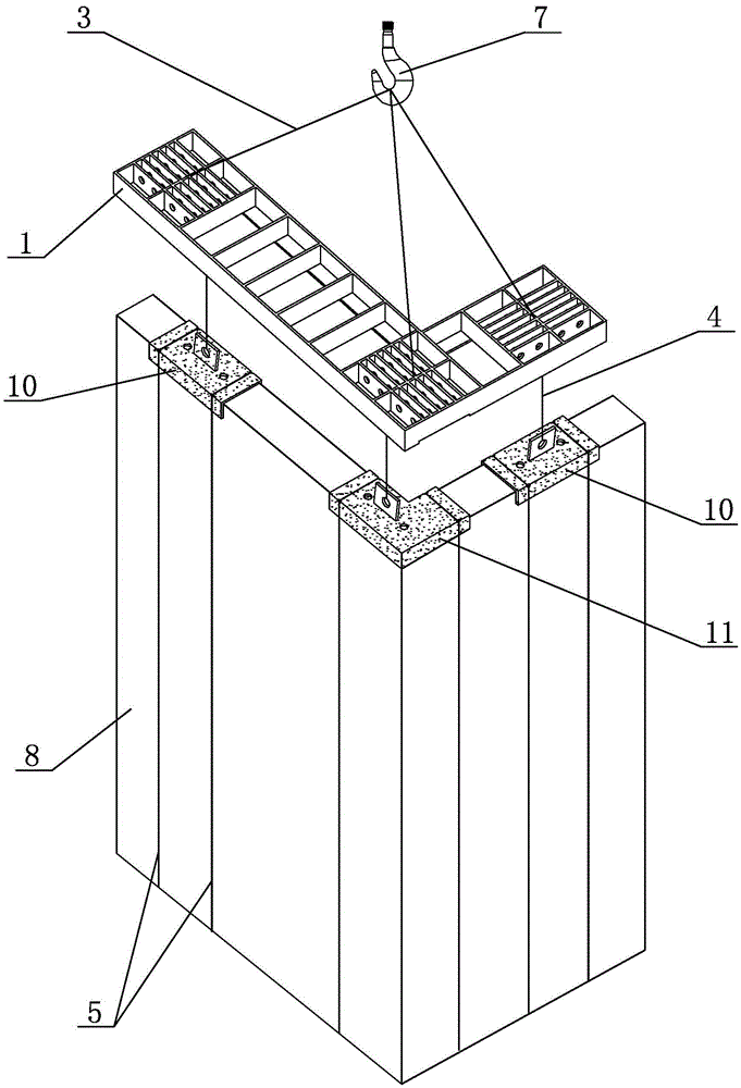 Natural centering hoisting method for agglomeration mode brick wall pieces