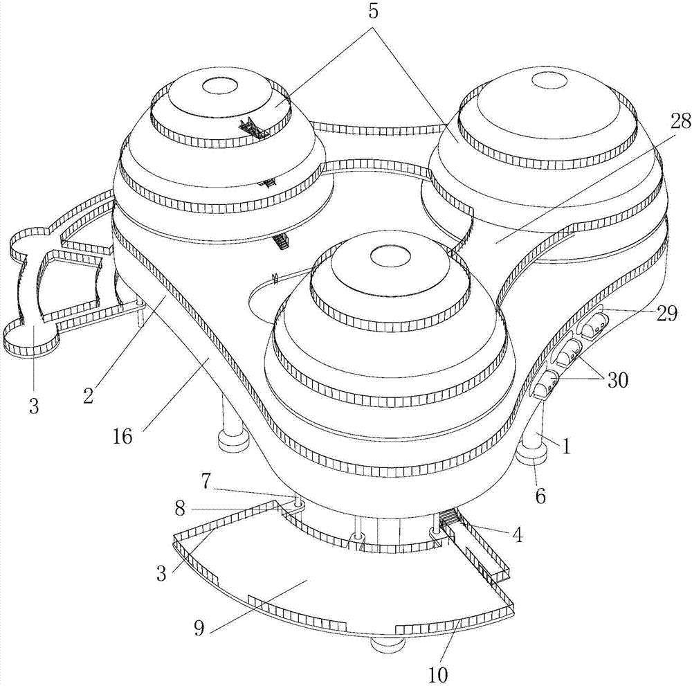 Self-elevating marine leisure platform