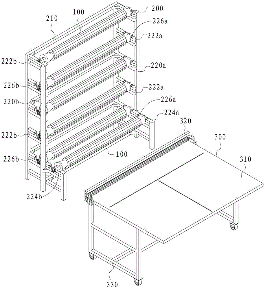 Rolls, roll storage racks and cutting devices