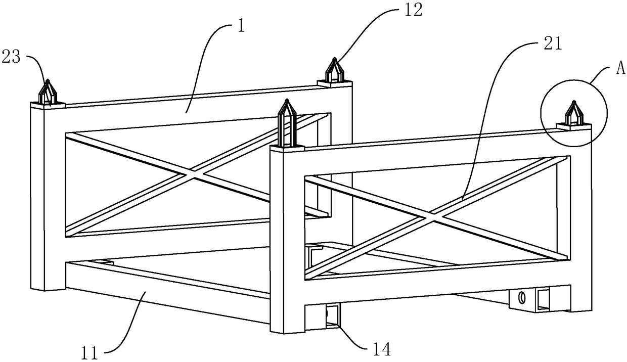 Stacking frame for concrete prefabricated slab type component