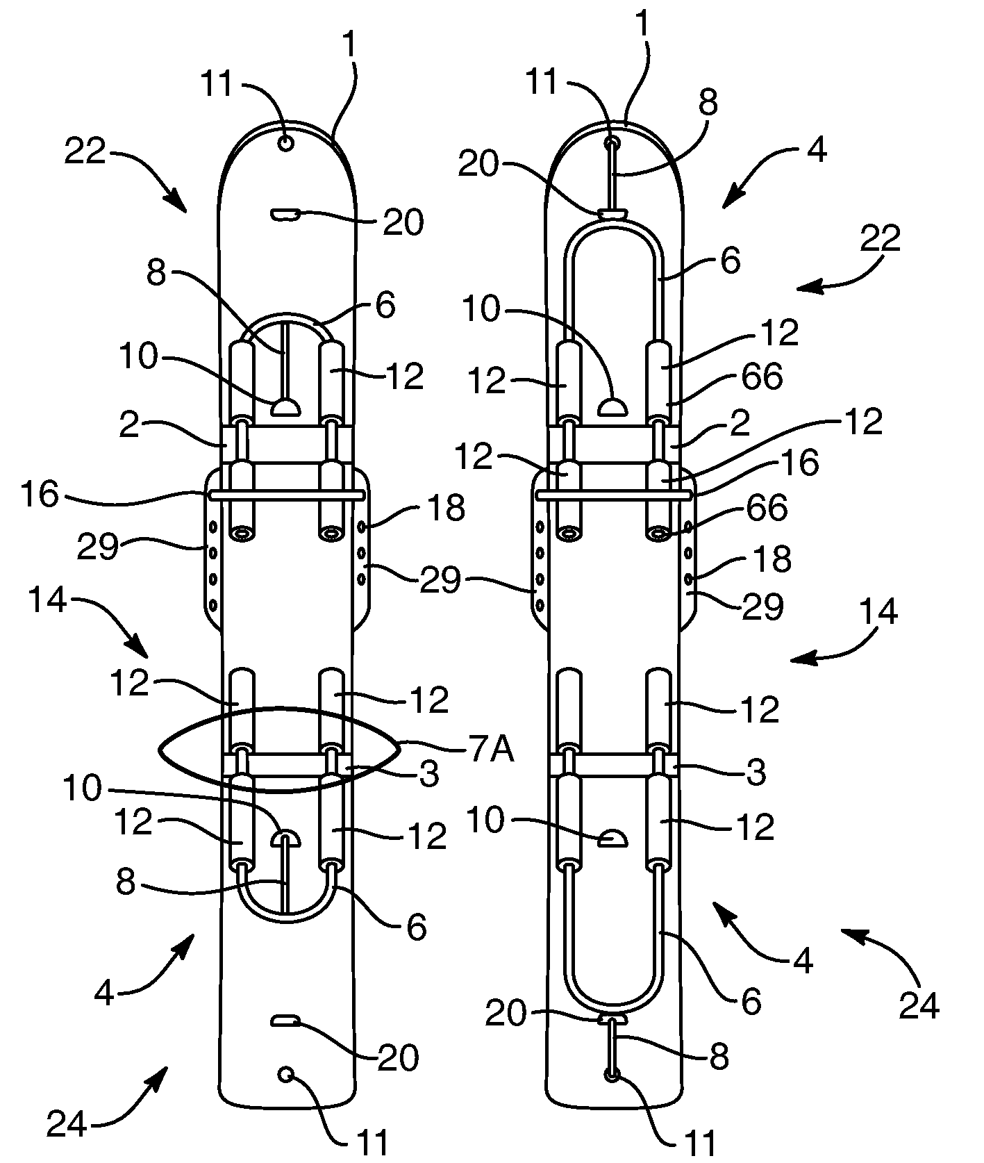 Apparatus, System, and Method for Folding, Stowing, and Deploying Skis