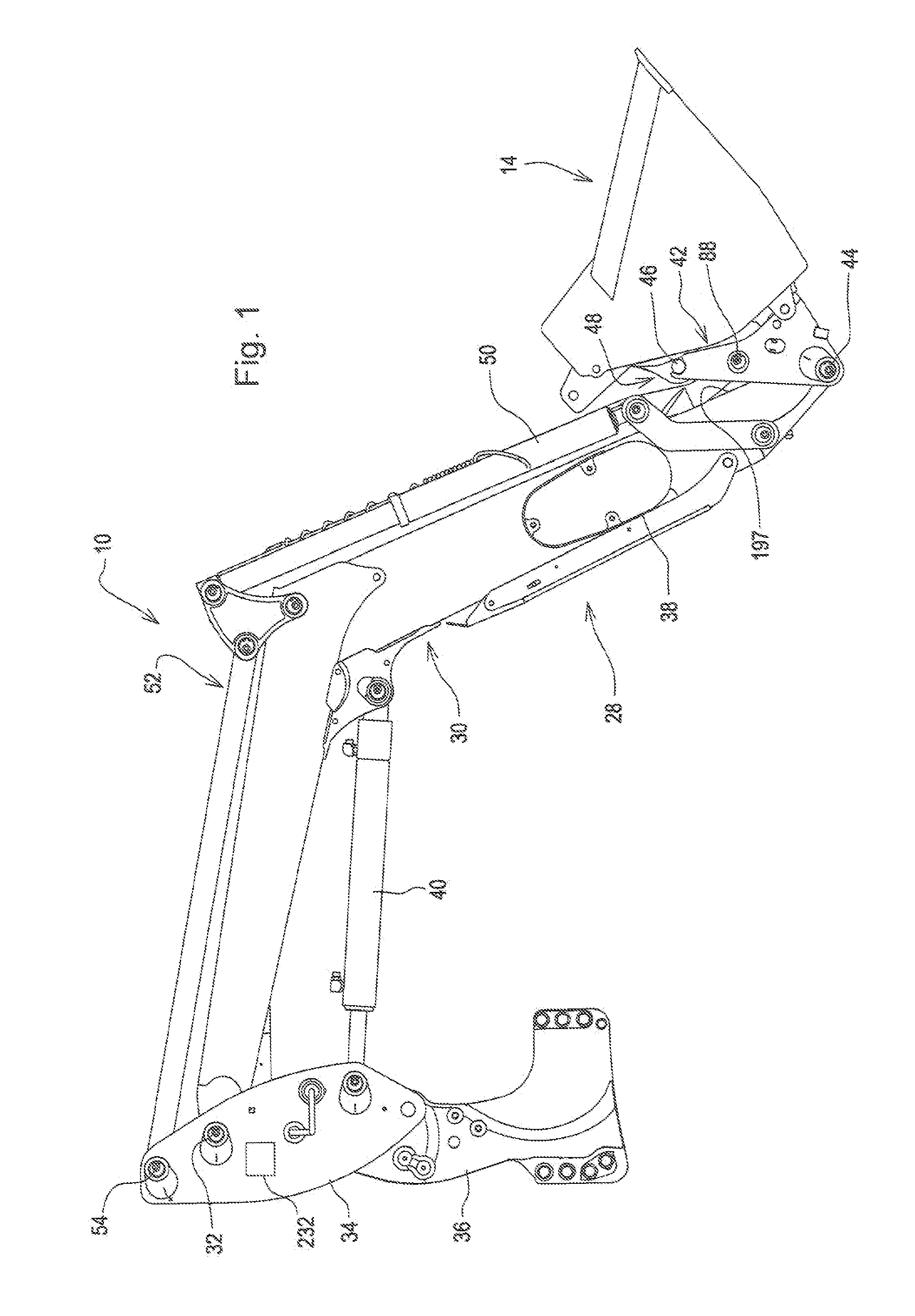 Latching System For Securing An Implement To A Carrier Mounted To A Lifting Arm