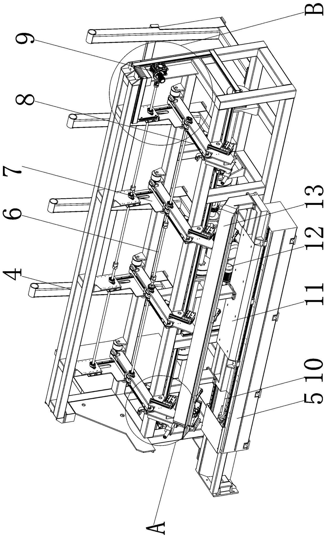 Feeding and discharging device for numerical control cutting equipment