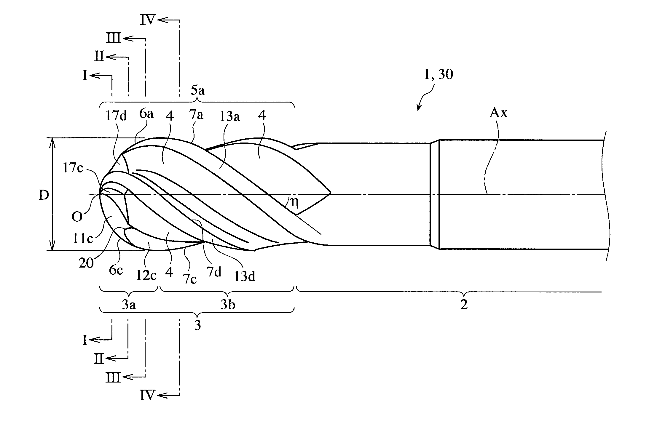 Multi-flute ball end mill