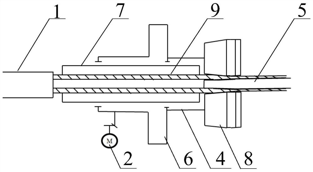 Quick extruding and rolling reduction forming device and method for titanium alloy tube blank