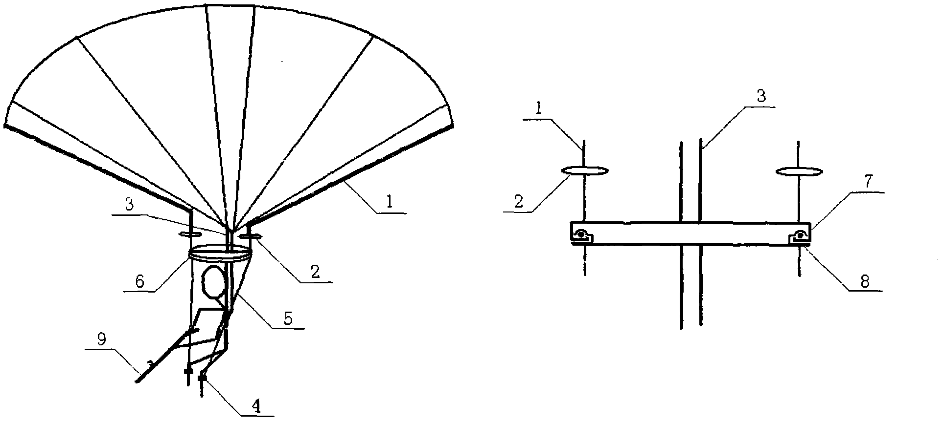 Parachute landing method for airborne troop and novel parachute