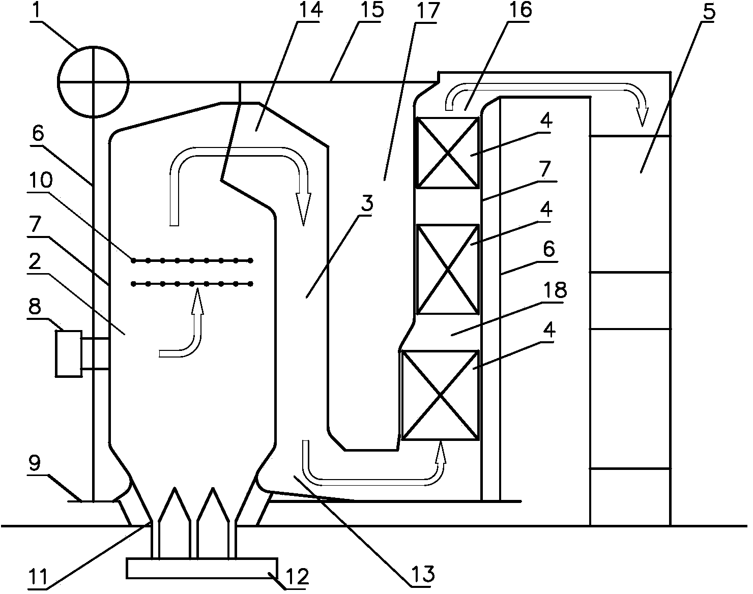 Three-return-stroke powder steam boiler