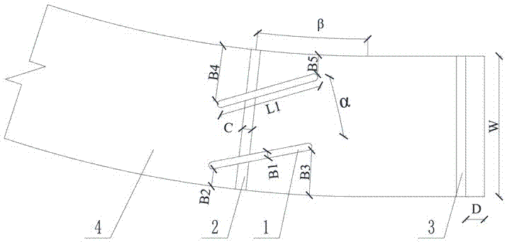 Flow rectifying device for improving outlet water flow state of arc drainage box culvert