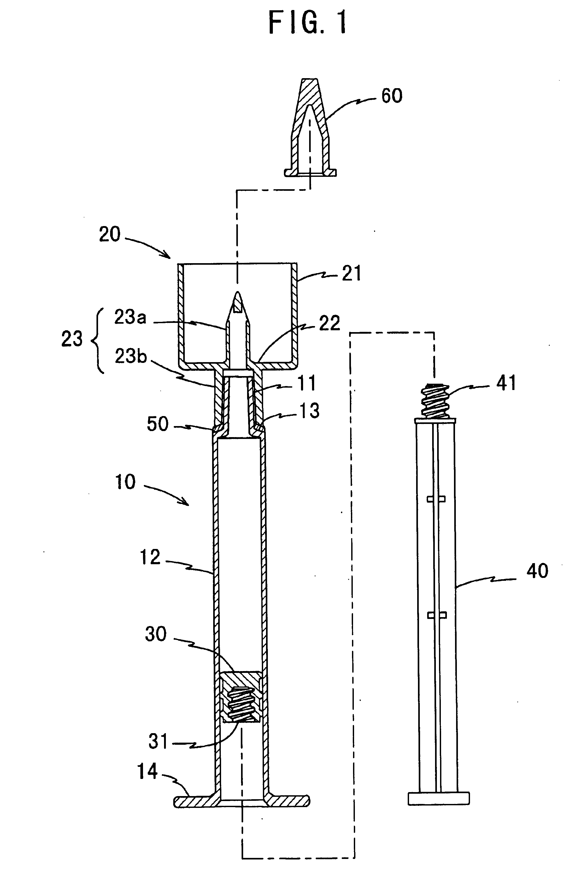 Drug solution container with a connector for communicating