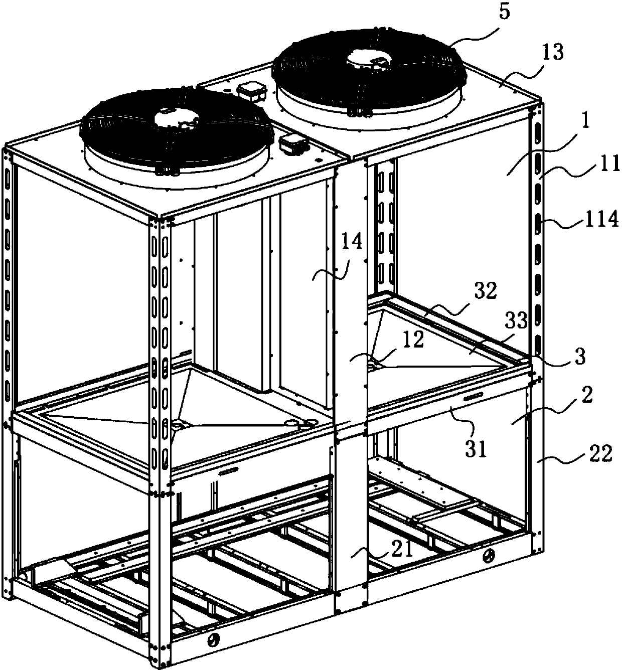 Air conditioning system mounting frame and air conditioning system comprising same