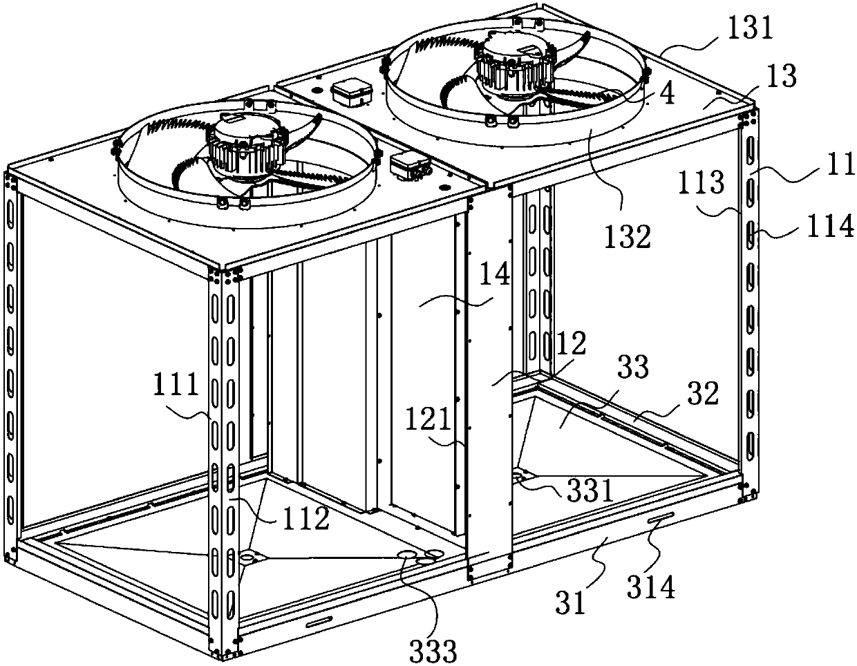 Air conditioning system mounting frame and air conditioning system comprising same