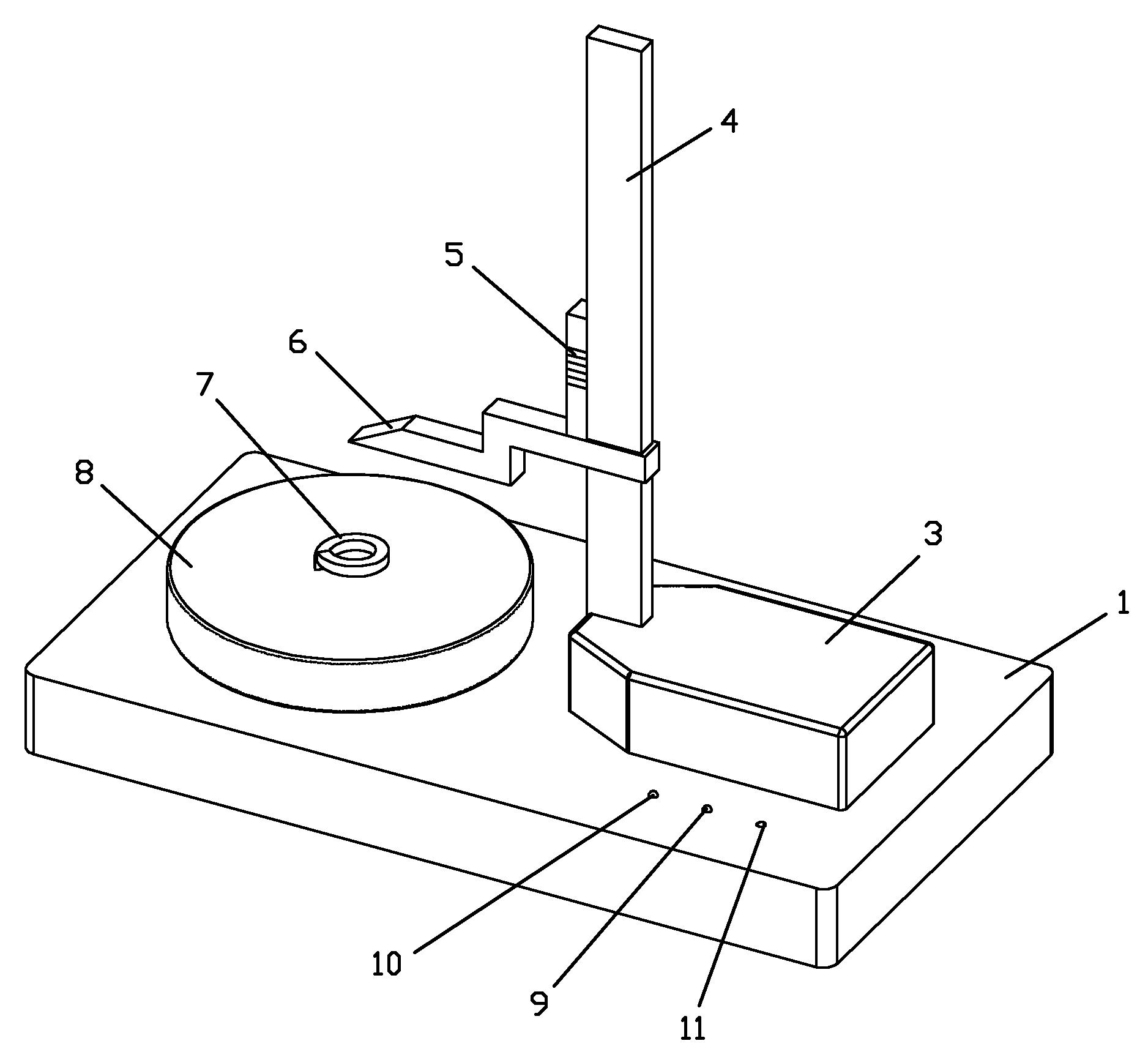 Height measuring device of spring washer elasticity test