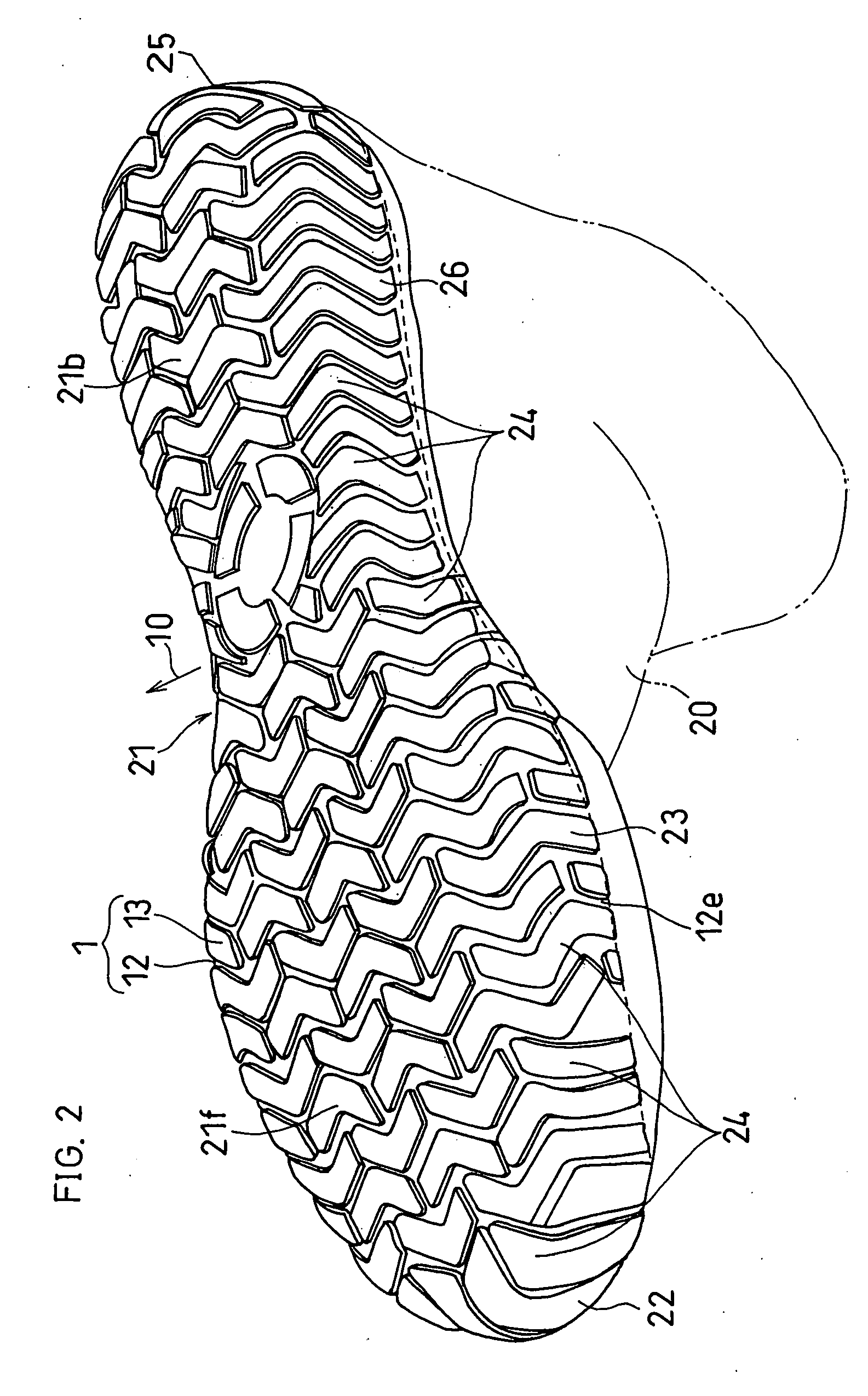 Shoe with slip preventive member