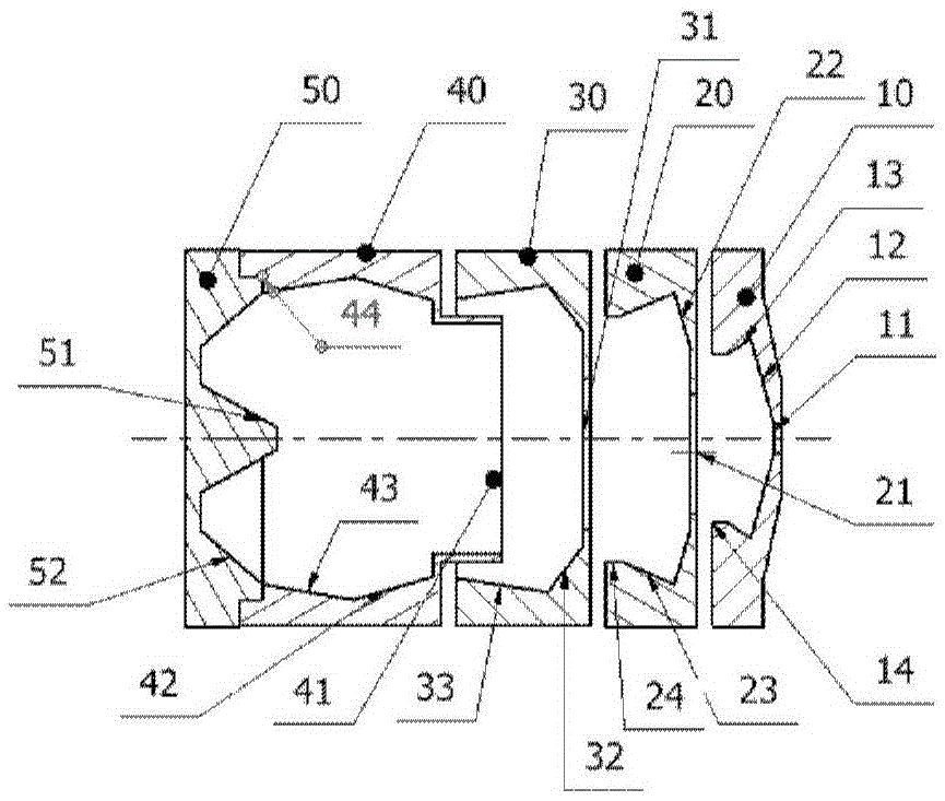 Non-axisymmetric double-slope multi-stage step-down collector electrode