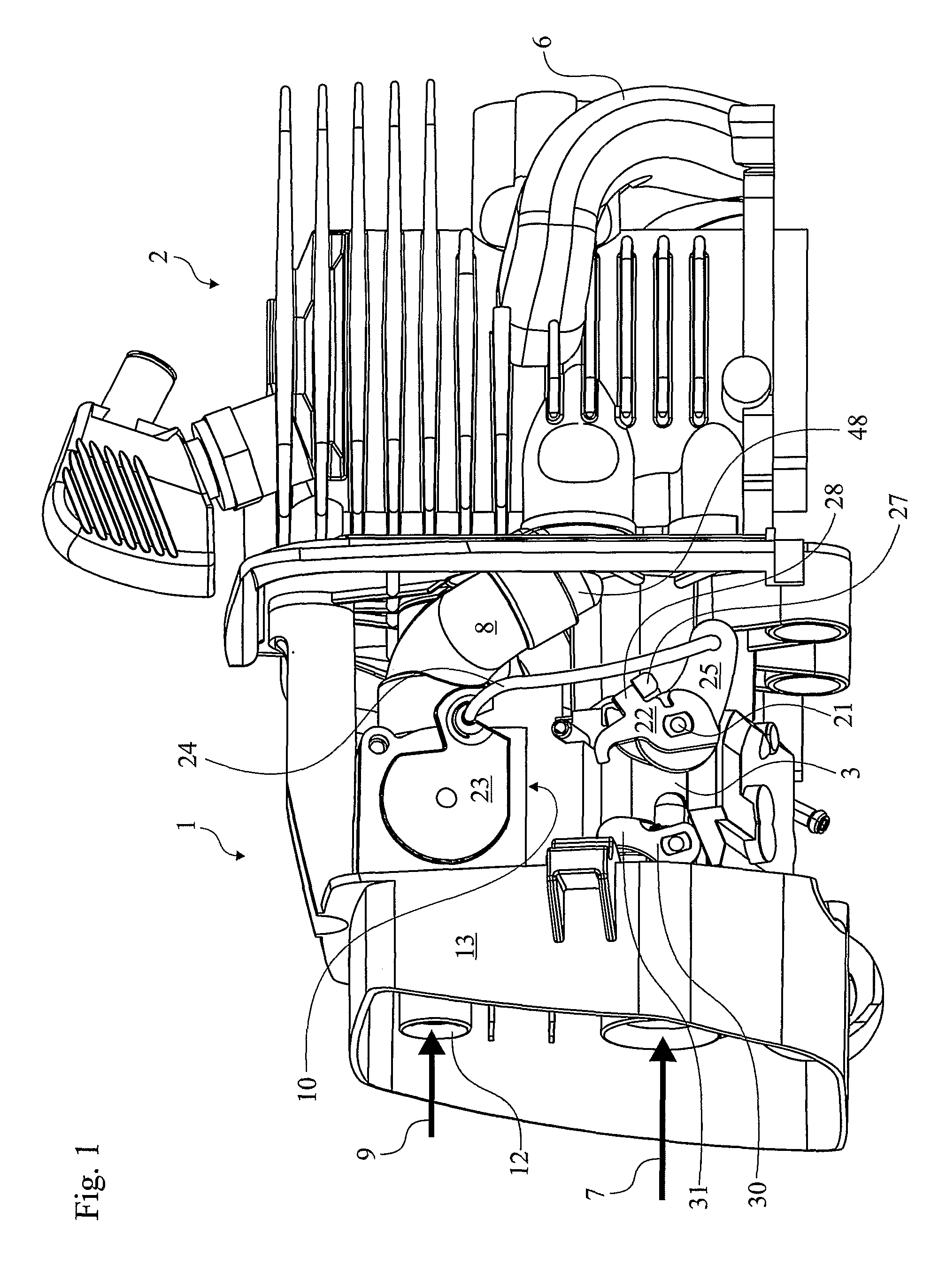 System for a two-stroke crankcase scavenged combustion engine