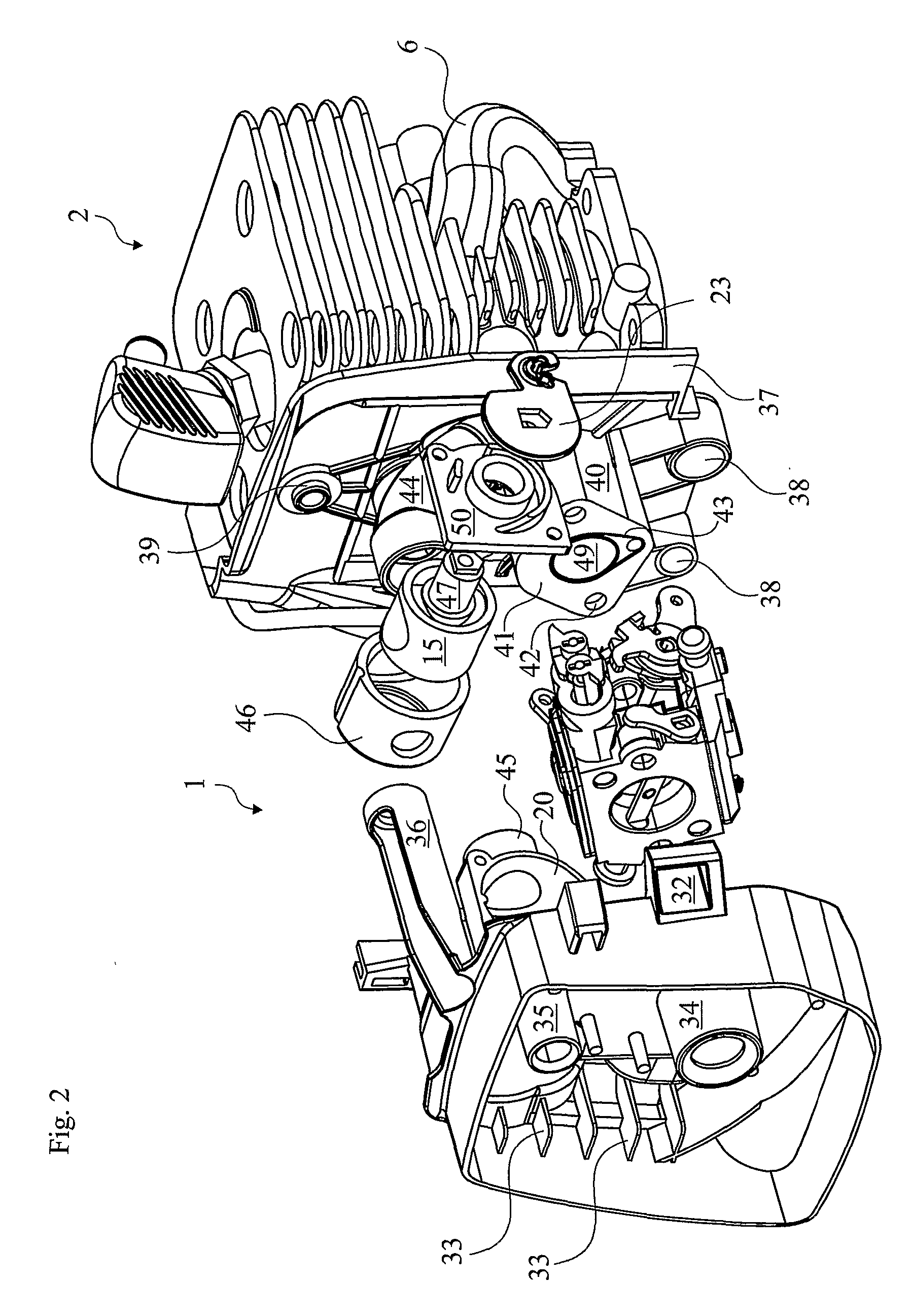 System for a two-stroke crankcase scavenged combustion engine