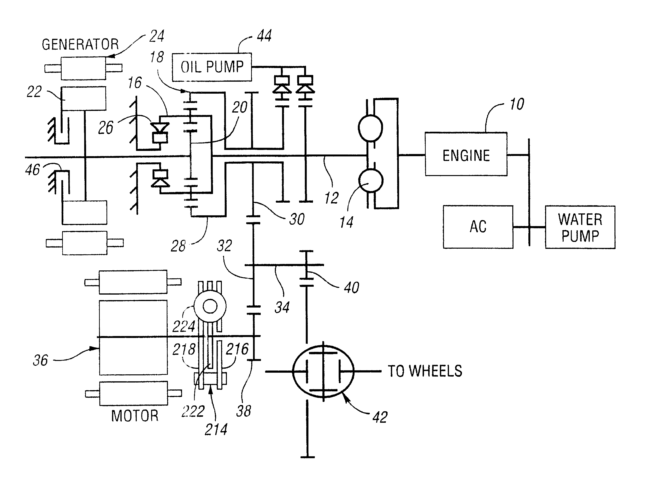 Hybrid automotive powertrain with torsional vibration damper