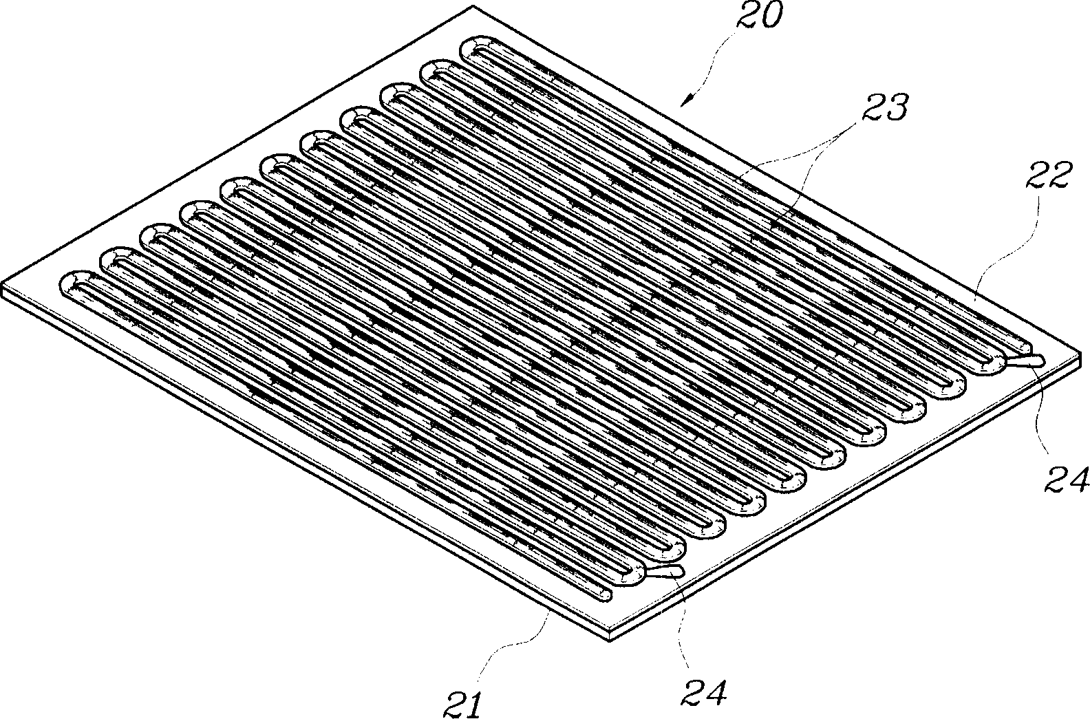 Gas injection port structure of flat fluorescent lamp