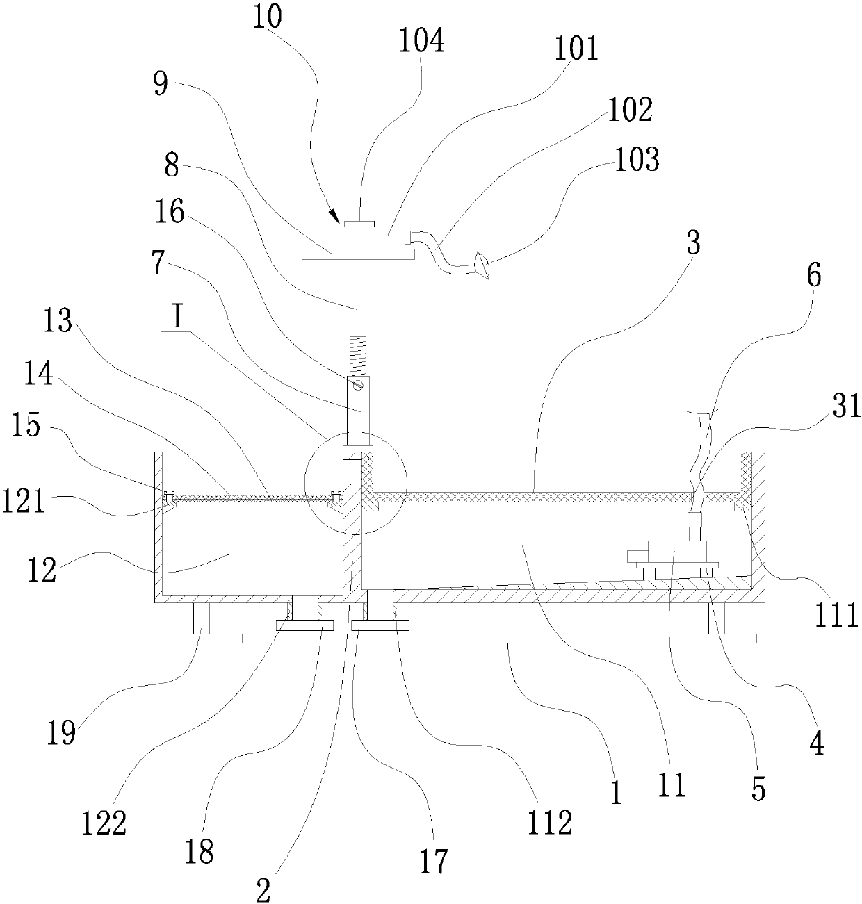 Cutting fluid collecting tank of lathe chip filtering device