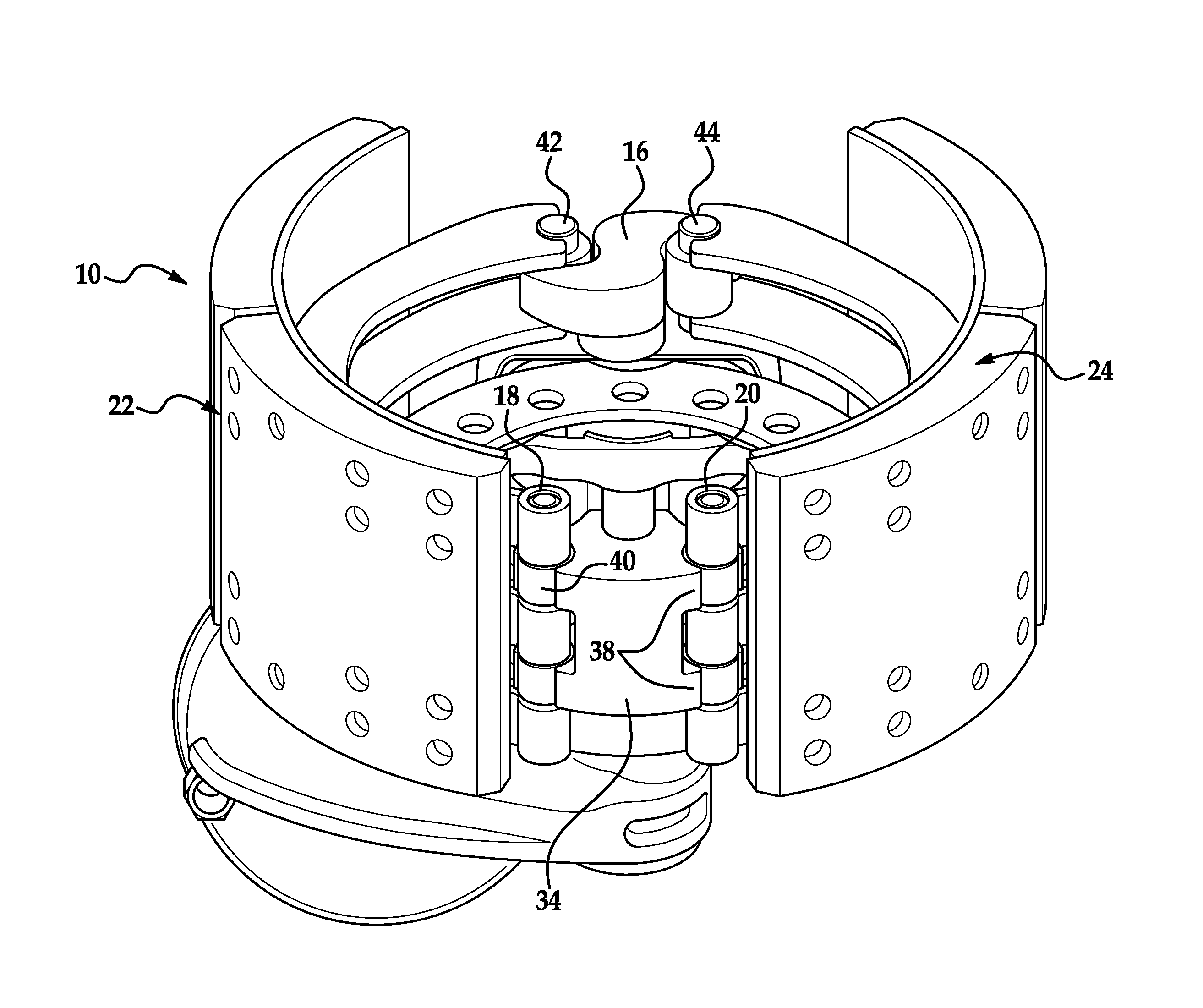 Hinged table brake shoe