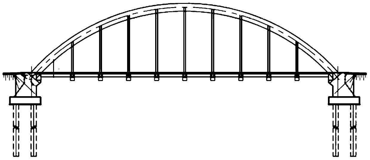 Large-span combined arch bridge based on bending pressure design theory and design and construction method thereof