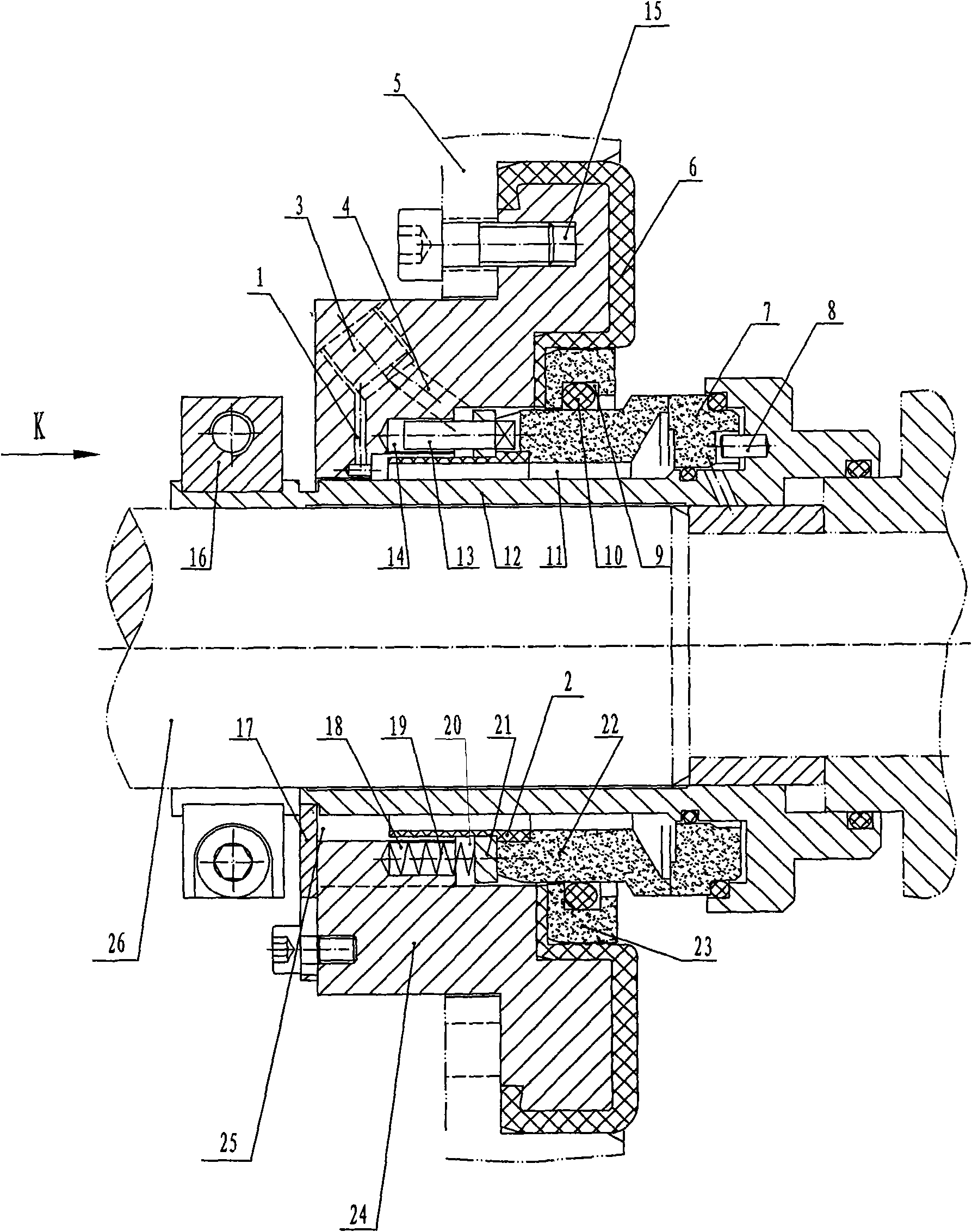 Anti-vortex wearable mechanical seal