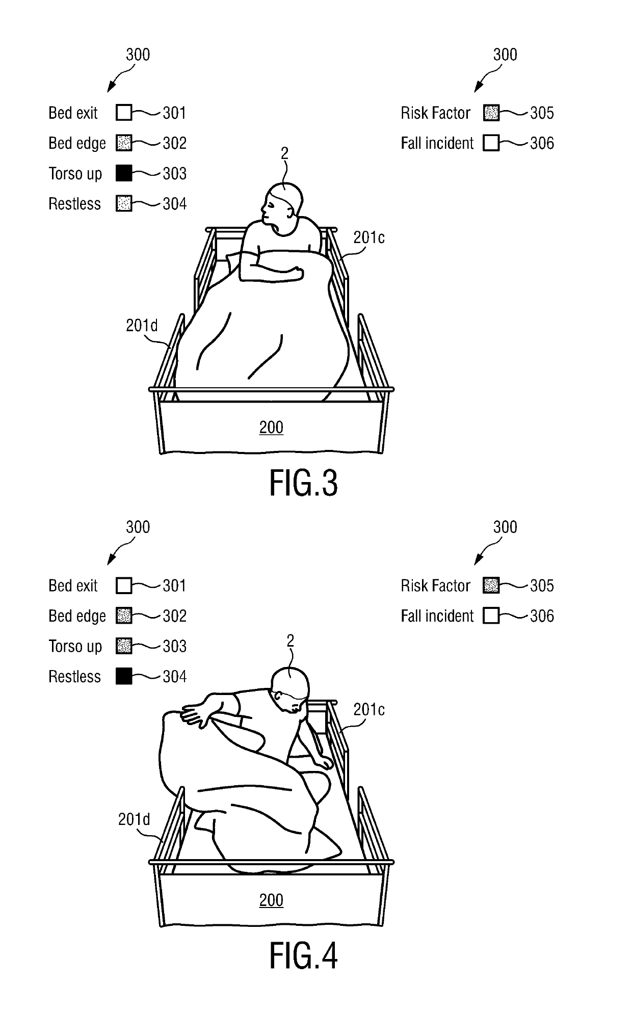 Device, system and method for patient monitoring to predict and prevent bed falls