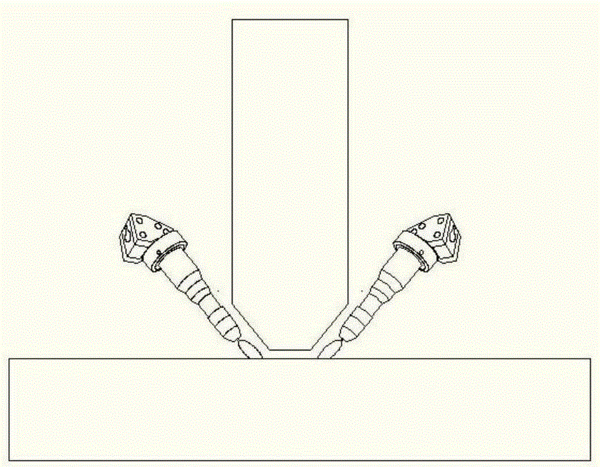 InFocus electric arc synchronous welding method for two sides of T-shaped connector