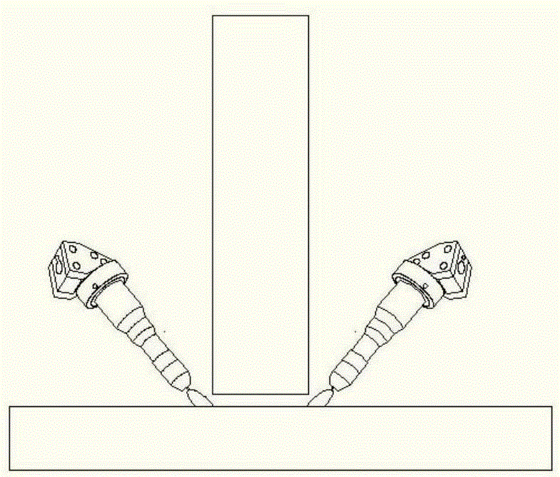 InFocus electric arc synchronous welding method for two sides of T-shaped connector