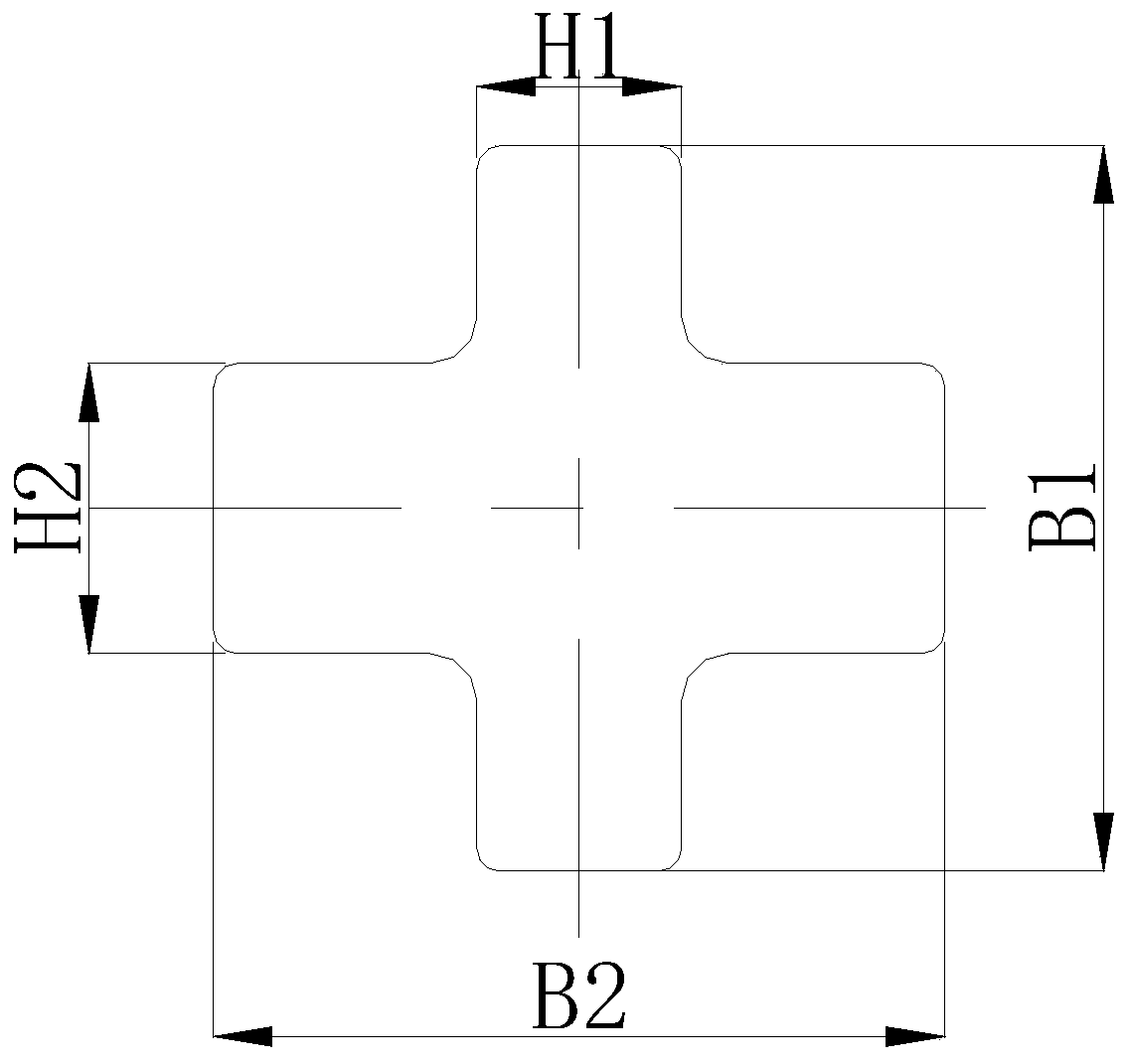 Forming method of large long-axis cross forgings and forming device