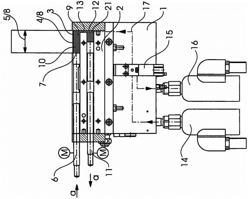 Device for applying adhesive material and method for operating such device