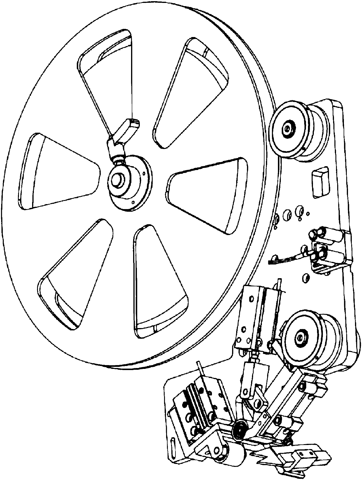 Rolling type flat adhesive tape sticking device