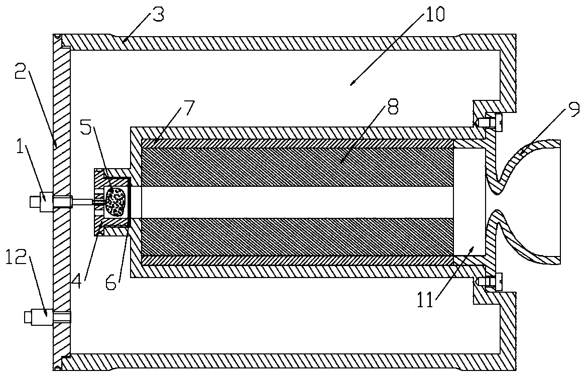 Gas-solid mixed rocket engine free of initiating explosive device