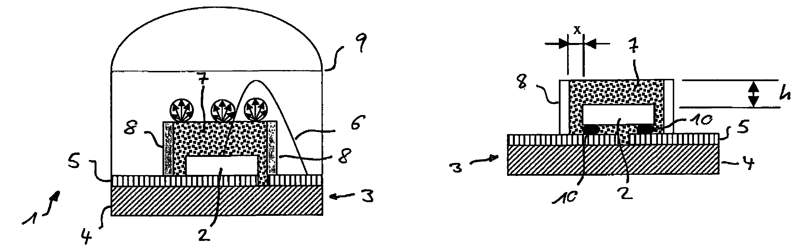 Light-emitting diode arrangement comprising a color-converting material