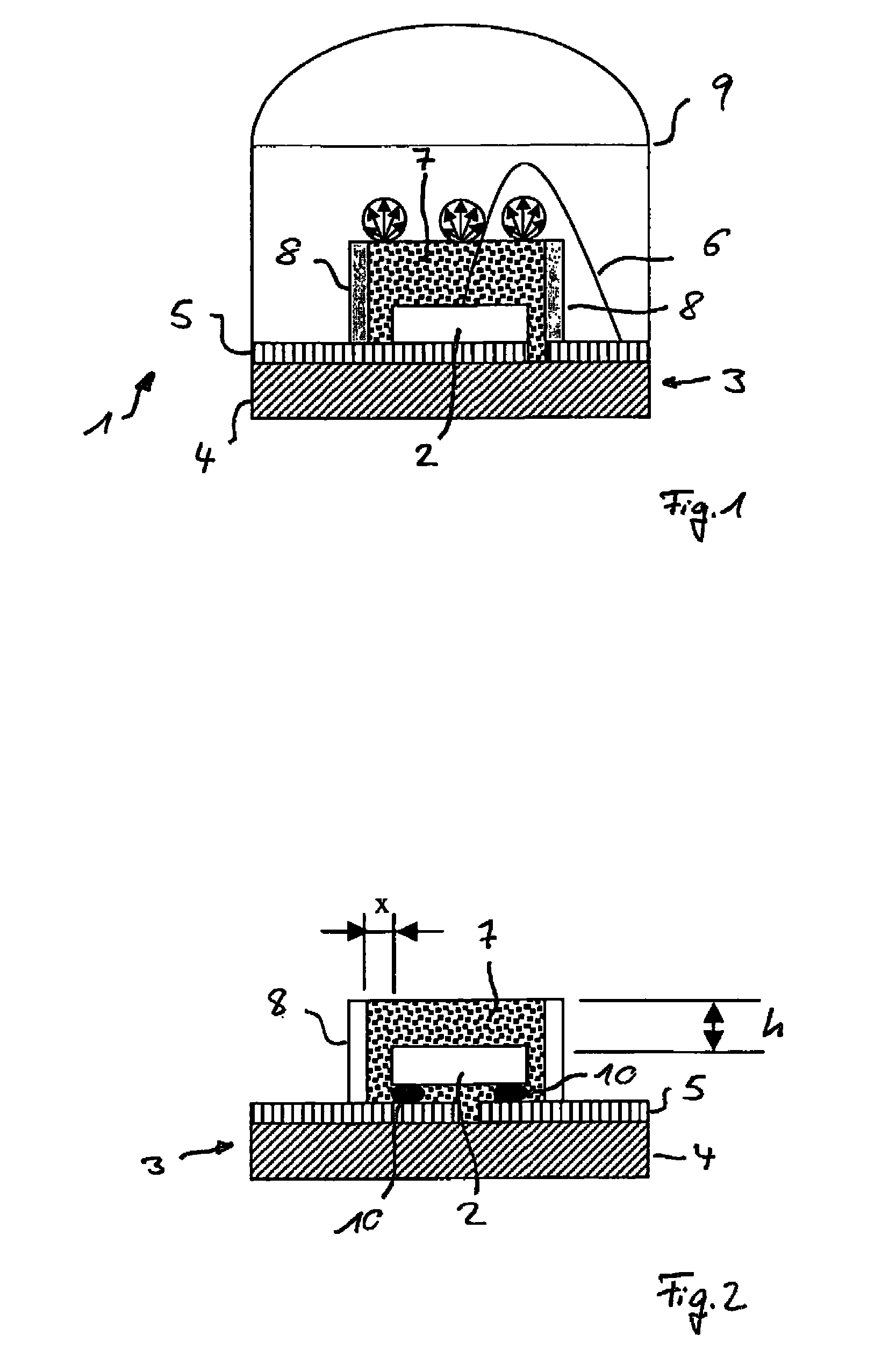 Light-emitting diode arrangement comprising a color-converting material