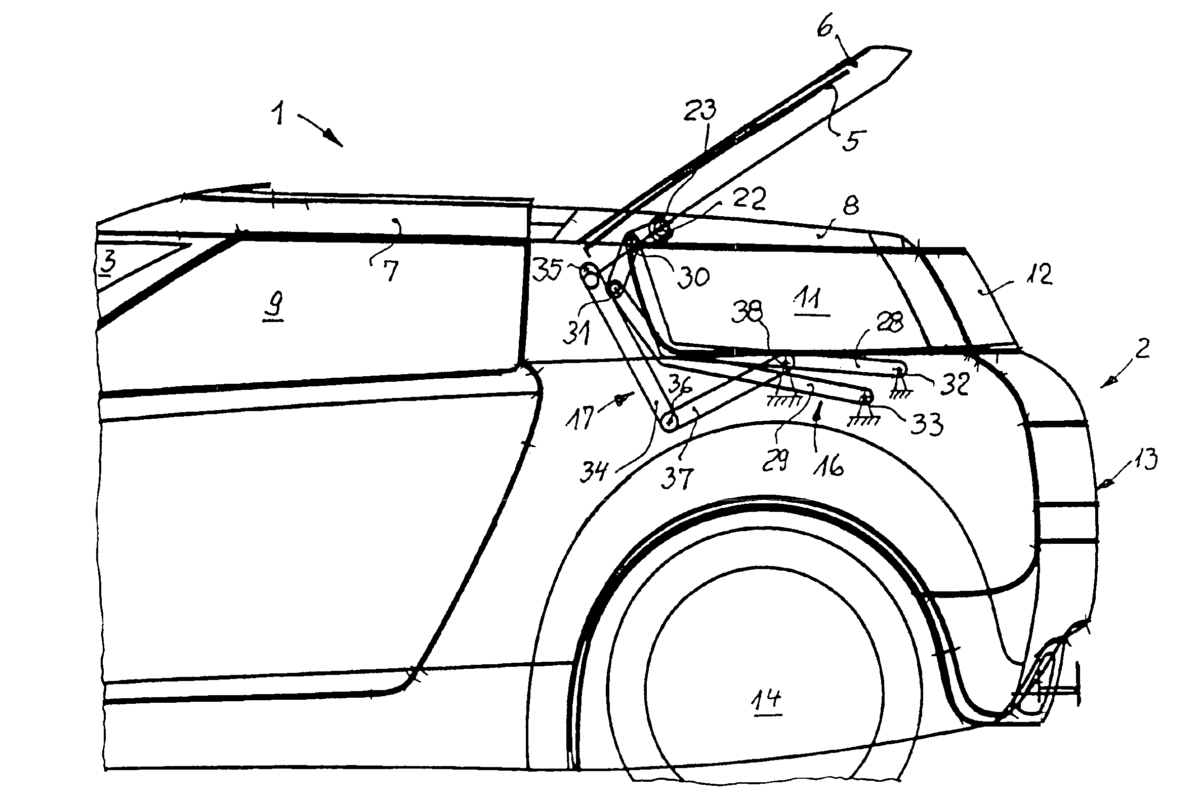 Enclosed motor vehicle in particular a van, a station wagon, or an SUV